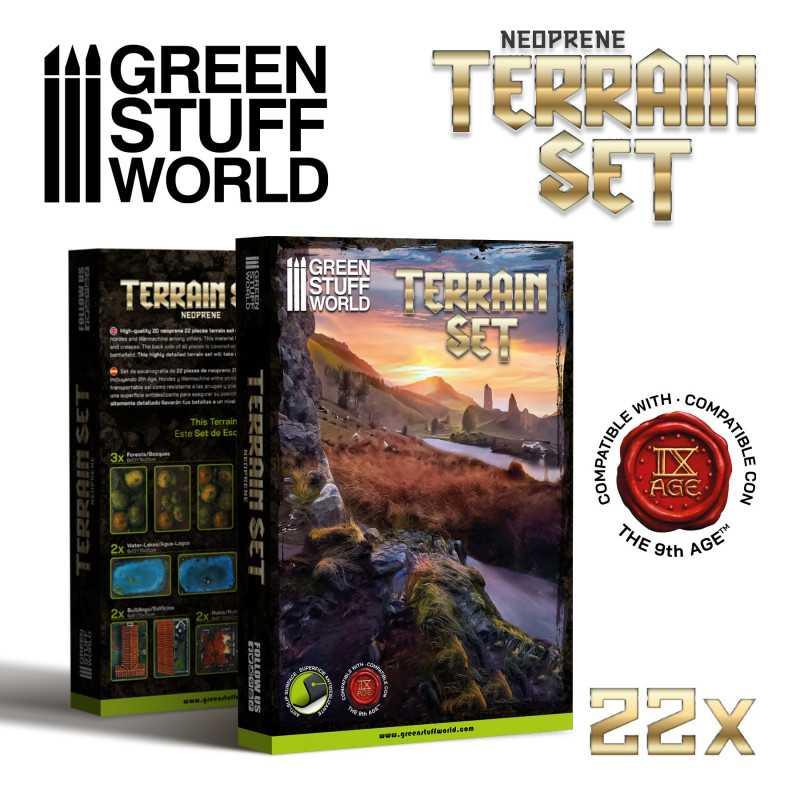 2D Neoprene Terrain set - 22 pieces - ZZGames.dk