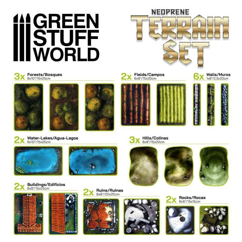 2D Neoprene Terrain set - 22 pieces - ZZGames.dk