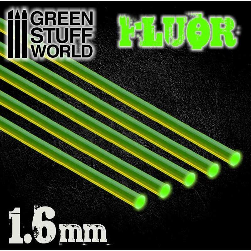 5x Acrylic Rods - Round 1.6 mm Fluor GREEN - ZZGames.dk