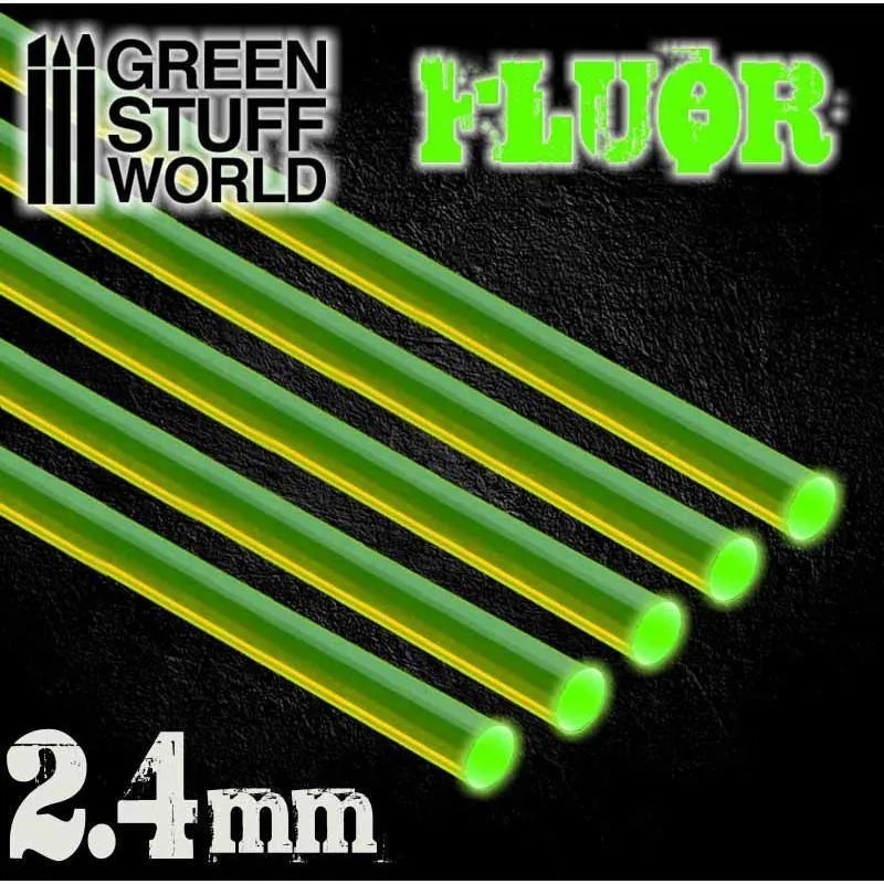 5x Acrylic Rods - Round 2.4 mm Fluor GREEN - ZZGames.dk