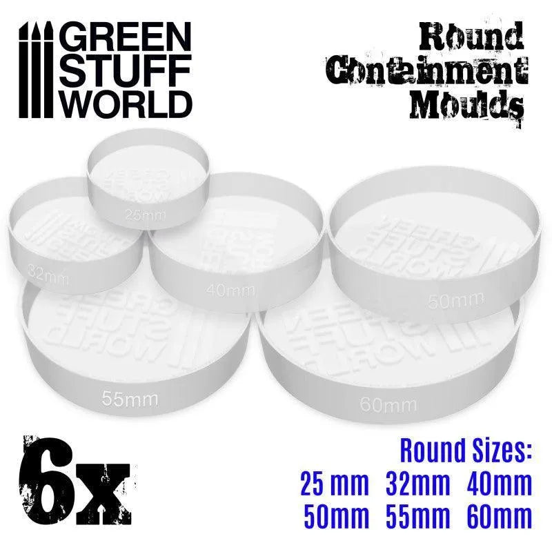 6x Translucent white Containment Moulds for Bases - Round - ZZGames.dk