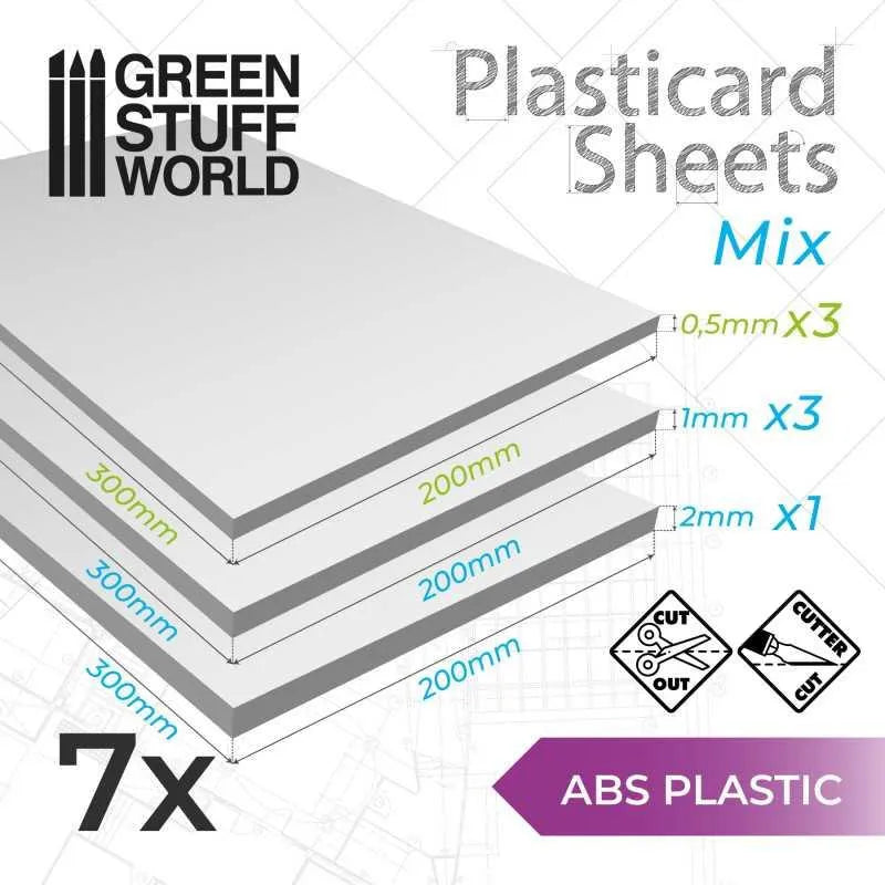 ABS Plasticard A4 Variety 7 sheets pack - ZZGames.dk