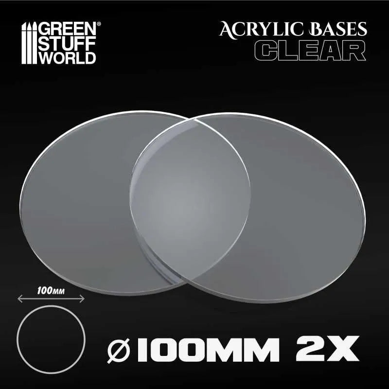 Acrylic Bases - Round 100mm x2 CLEAR