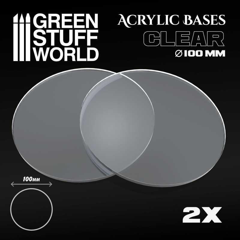 Acrylic Bases - Round 100mm x2 CLEAR - ZZGames.dk