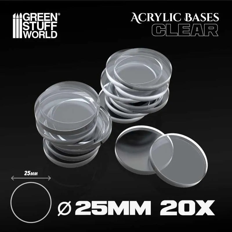 Acrylic Bases - Round 25mm x20 CLEAR