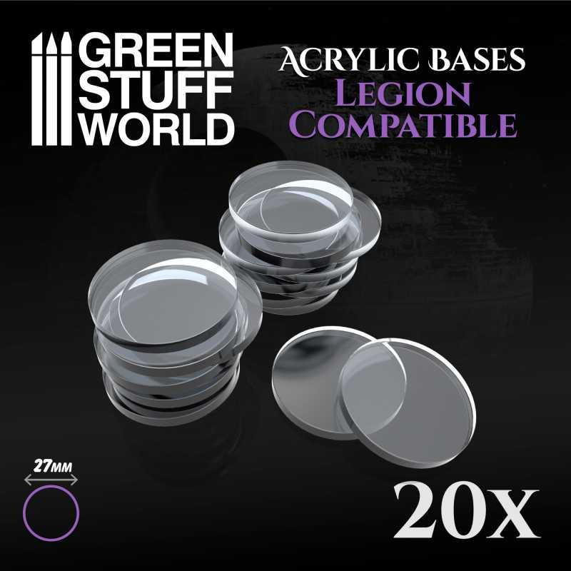 Acrylic Bases - Round 27mm x20 CLEAR (Legion) - ZZGames.dk