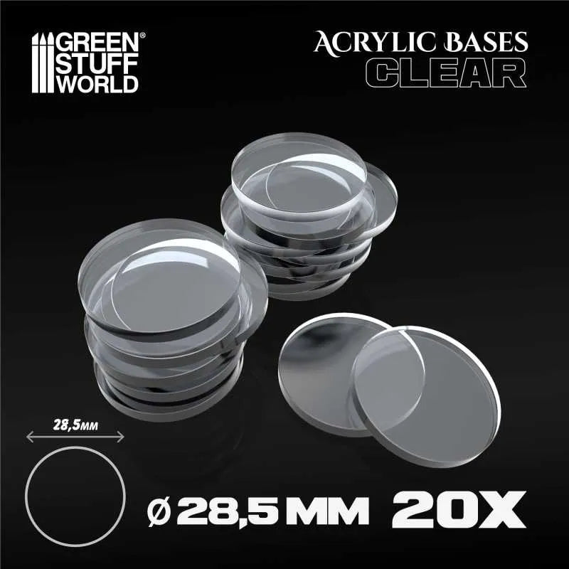 Acrylic Bases - Round 28,5mm x20 CLEAR