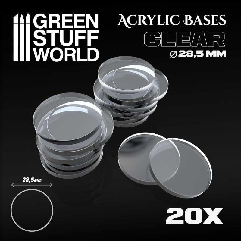 Acrylic Bases - Round 28,5mm x20 CLEAR - ZZGames.dk