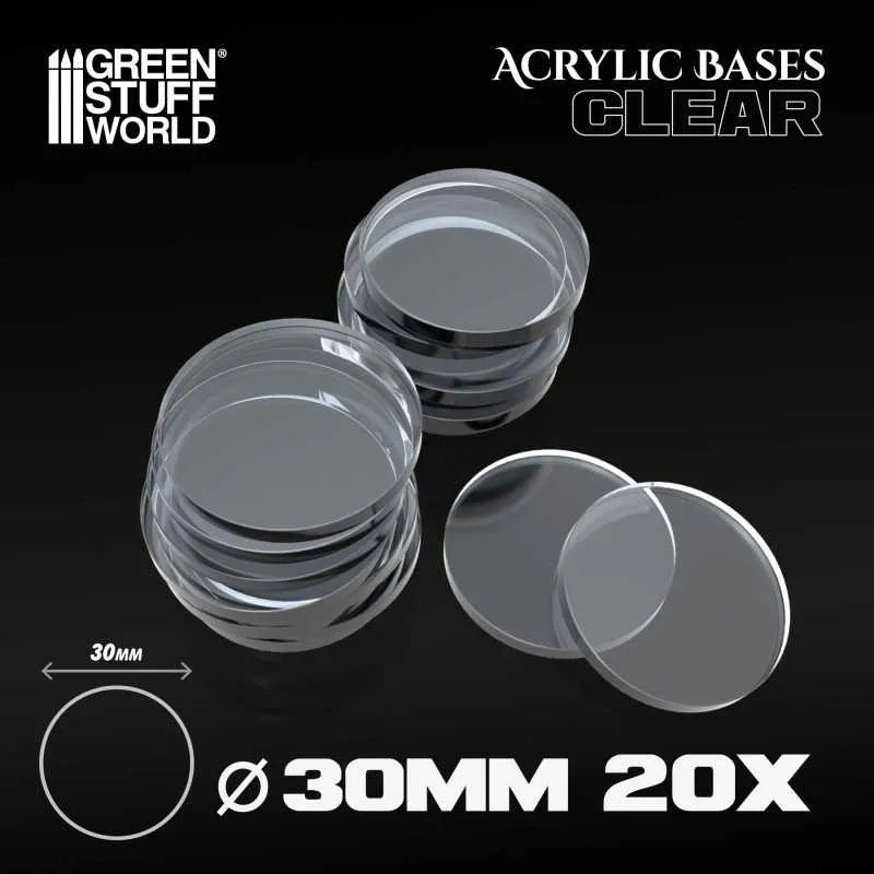 Acrylic Bases - Round 30mm x20 CLEAR