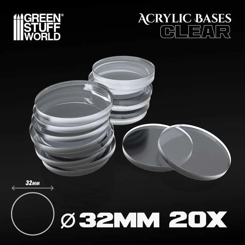 Acrylic Bases - Round 32mm x20 CLEAR