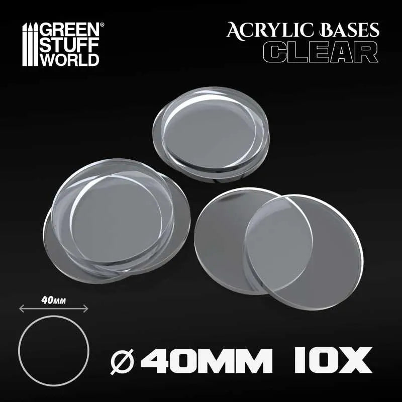 Acrylic Bases - Round 40mm x10 CLEAR