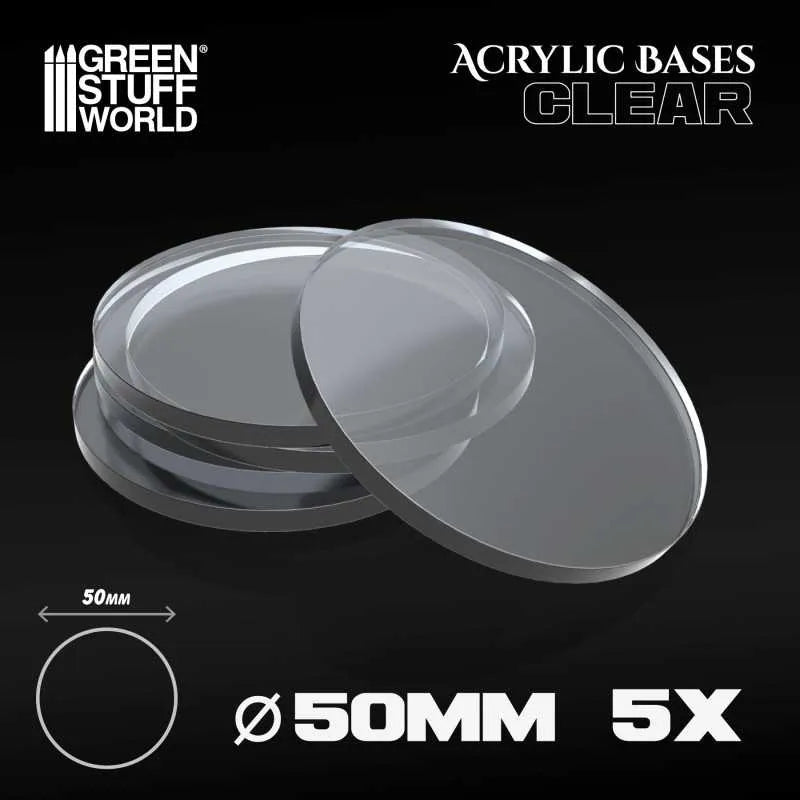 Acrylic Bases - Round 50mm x5 CLEAR