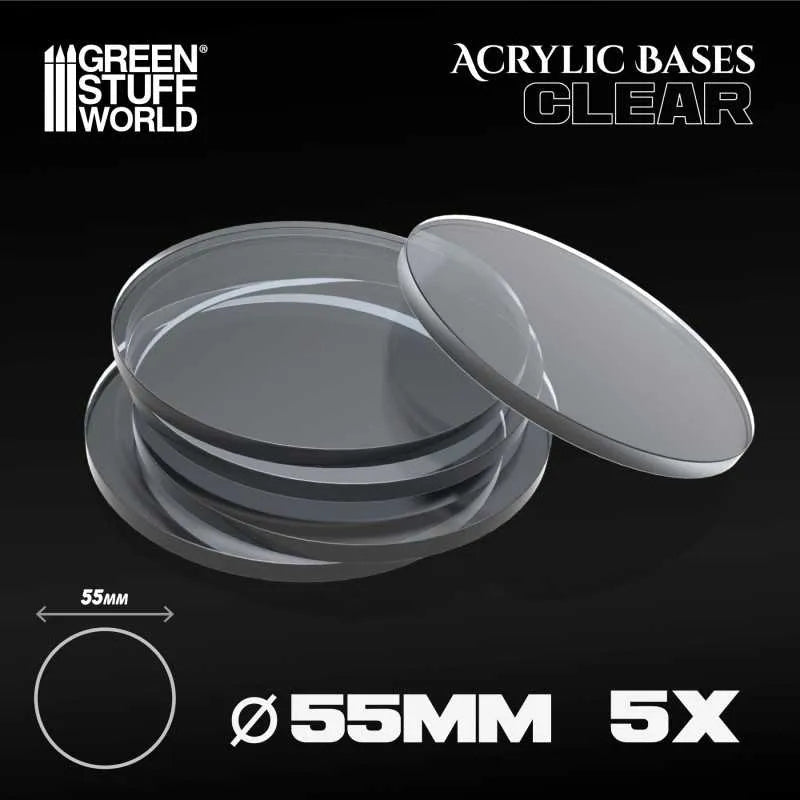 Acrylic Bases - Round 55mm x5 CLEAR