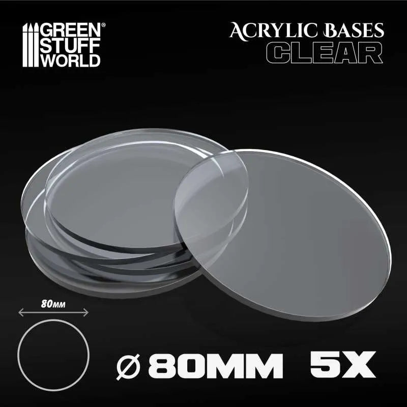 Acrylic Bases - Round 80mm x5 CLEAR