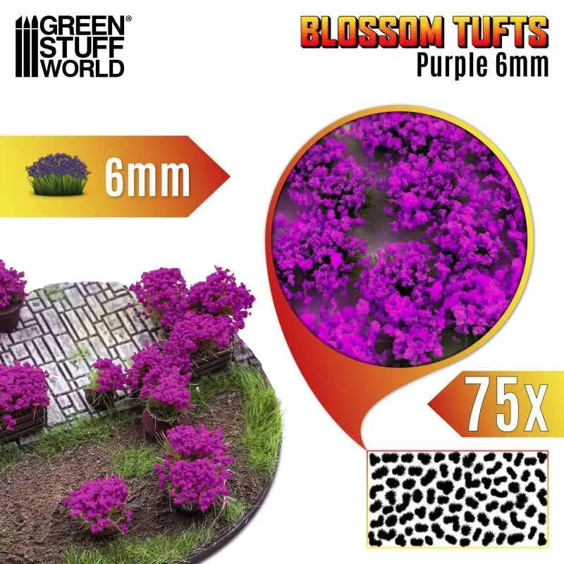 Blossom TUFTs 6mm - PURPLE FLOWERS x75 - ZZGames.dk