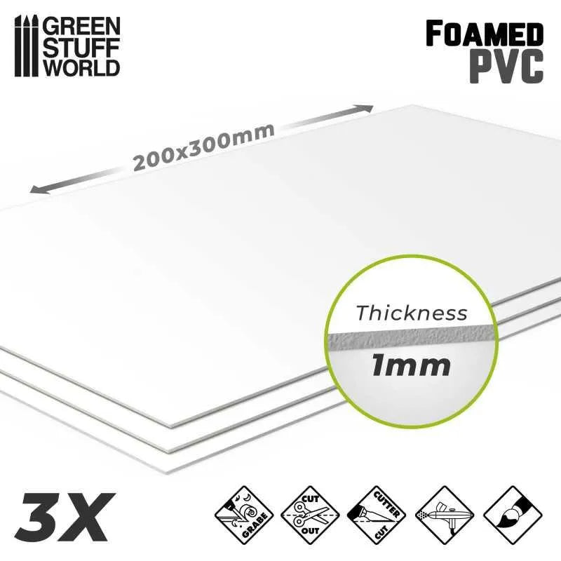 Foamed PVC 1mm - 200x300mm x3 - ZZGames.dk