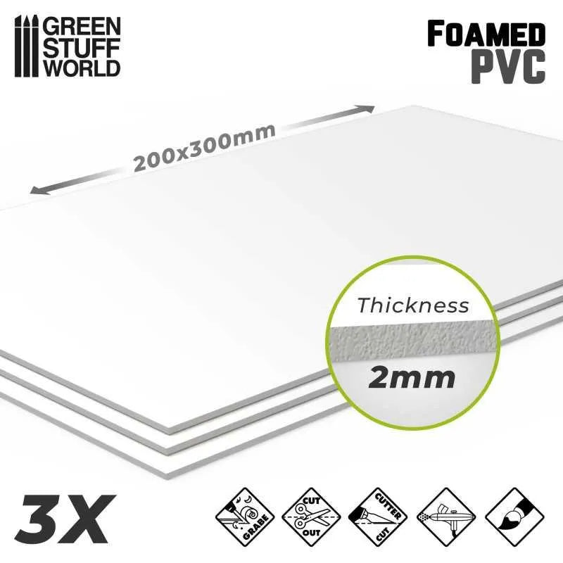 Foamed PVC 2mm - 200x300mm x3 - ZZGames.dk