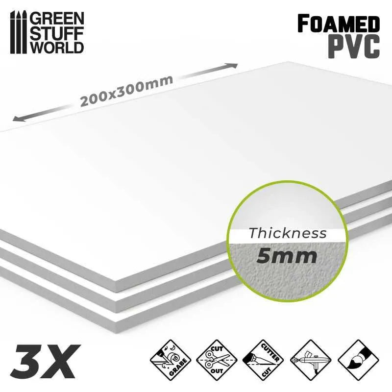 Foamed PVC 5mm - 200x300mm x3 - ZZGames.dk