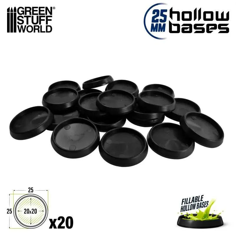 Hollow Plastic Bases - Round 25mm x20