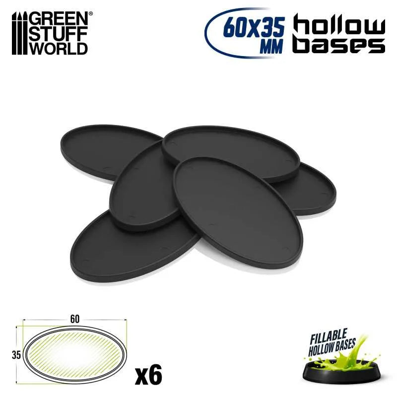 Hollow Plastic Bases - Oval 60x35mm x6