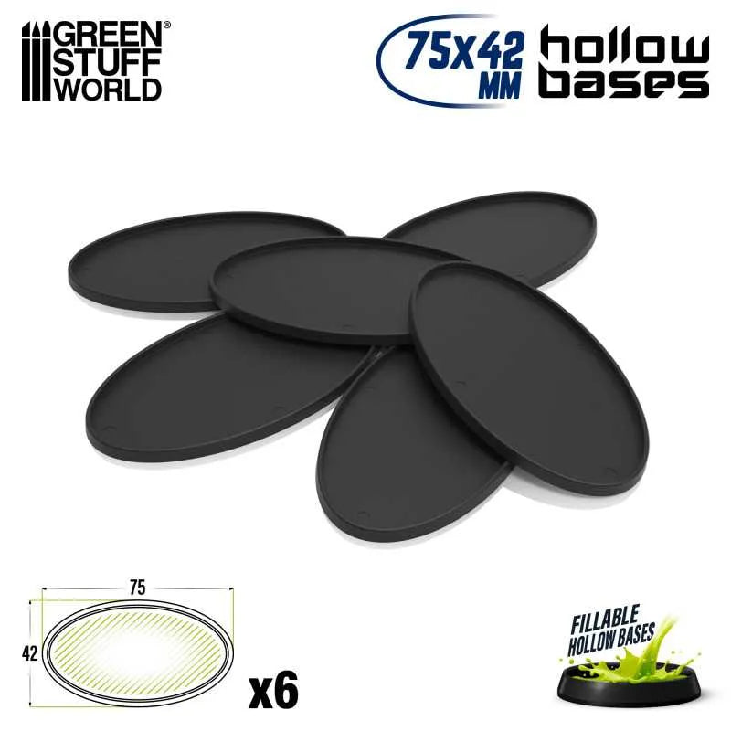 Hollow Plastic Bases - Oval 75x42mm x6