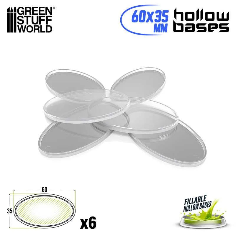 Hollow Plastic Bases - Transparent Oval 60x35mm x6