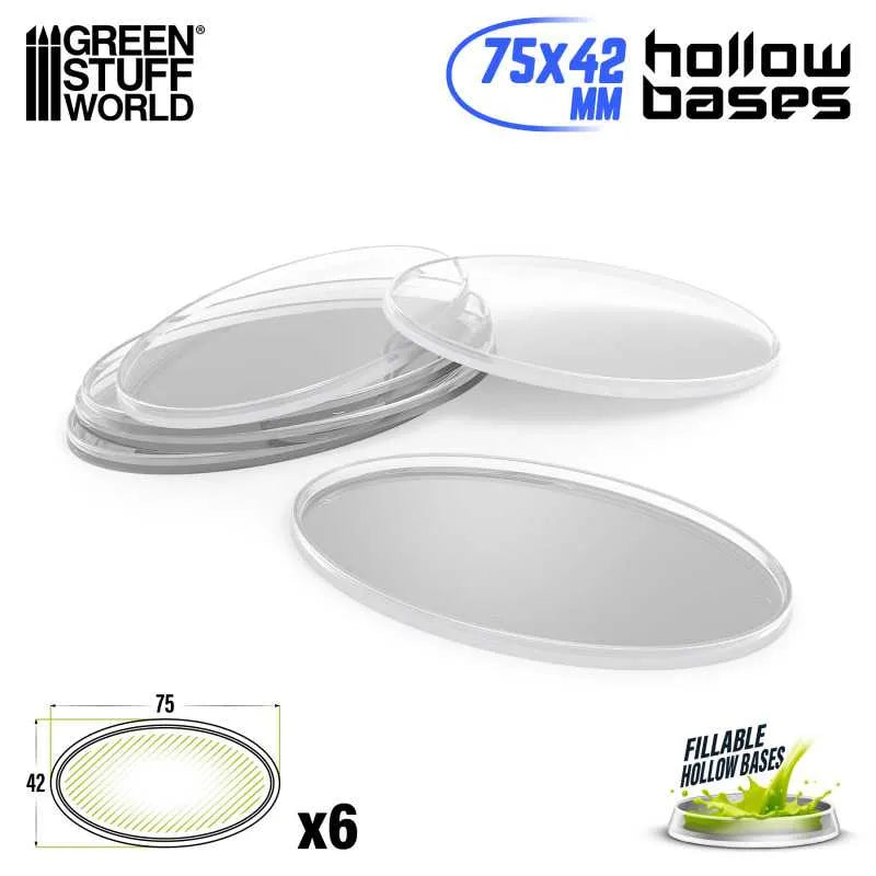 Hollow Plastic Bases - Transparent Oval 75x42mm x6