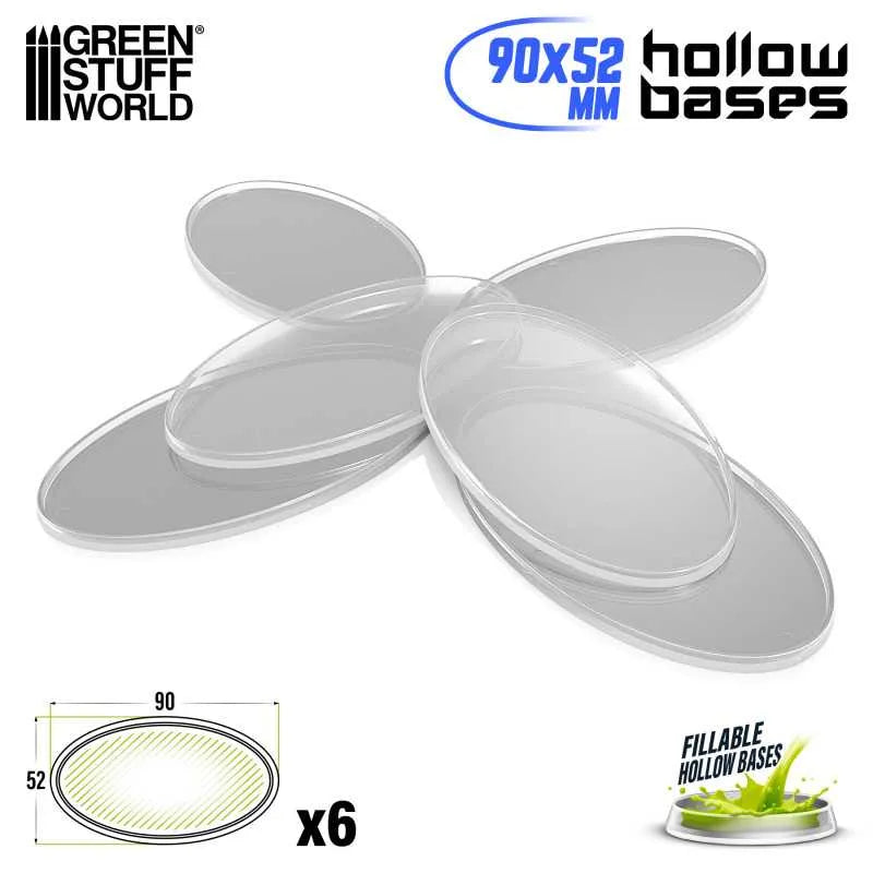 Hollow Plastic Bases - Transparent Oval 90x52mm x6