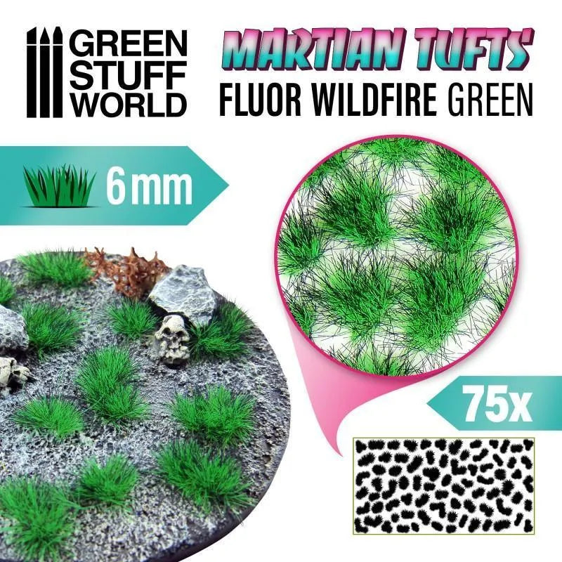 Martian Fluor Tufts 6mm - FLUOR WILDFIRE GREEN x75 - ZZGames.dk