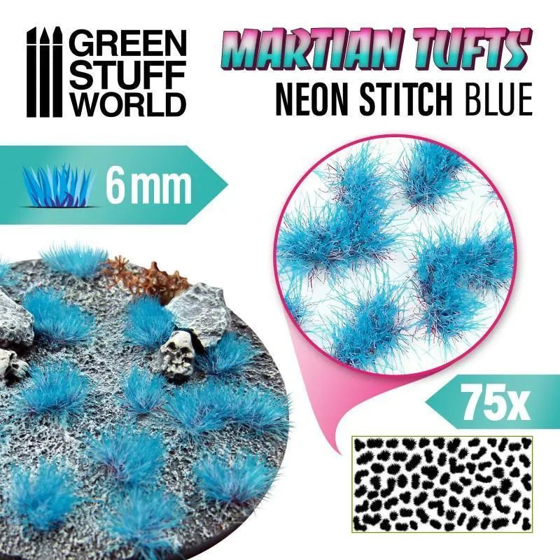 Martian Fluor Tufts 6mm - NEON STITCH BLUE x75 - ZZGames.dk