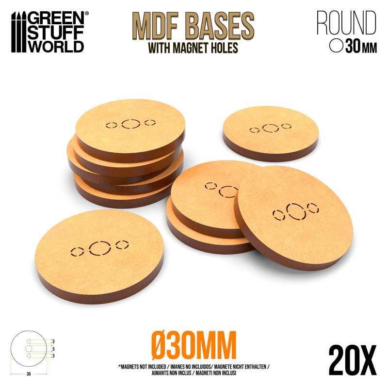 MDF Bases - Round 30mm x20 - ZZGames.dk