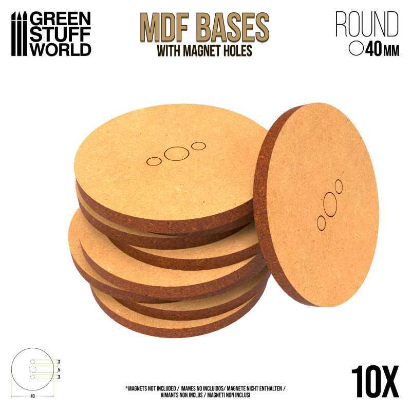 MDF Bases - Round 40mm x10 - ZZGames.dk