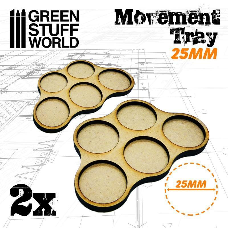 MDF Movement Trays 25mm x5 - Skirmish - ZZGames.dk