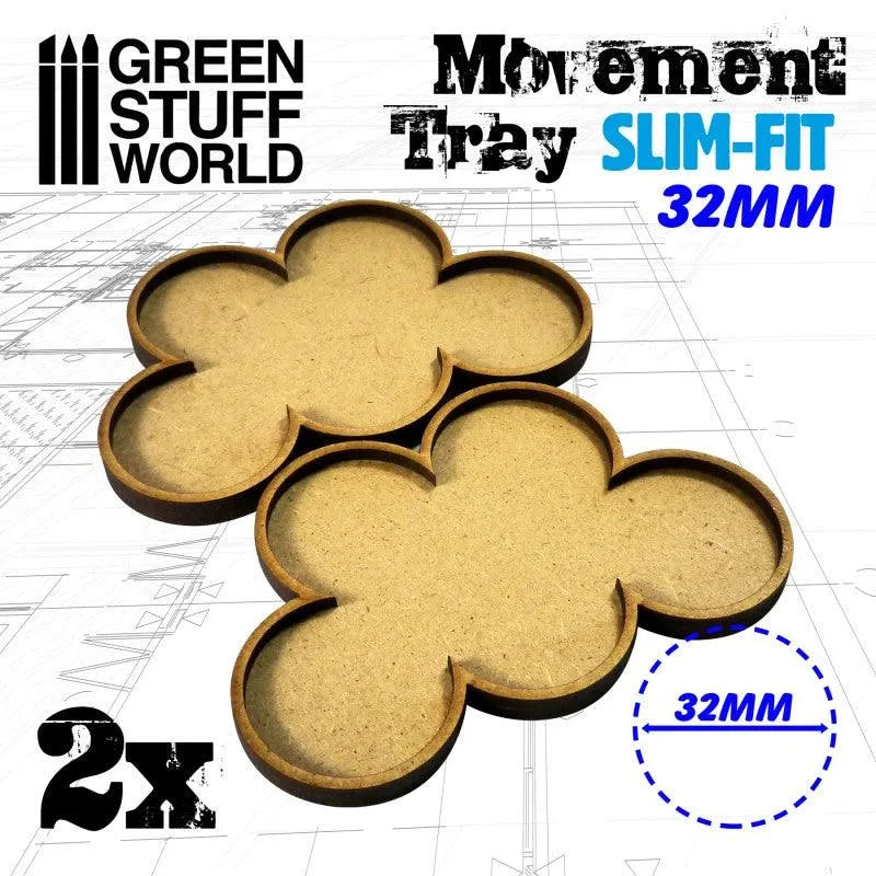 MDF Movement Trays 32mm x 5 - SLIM-FIT - ZZGames.dk