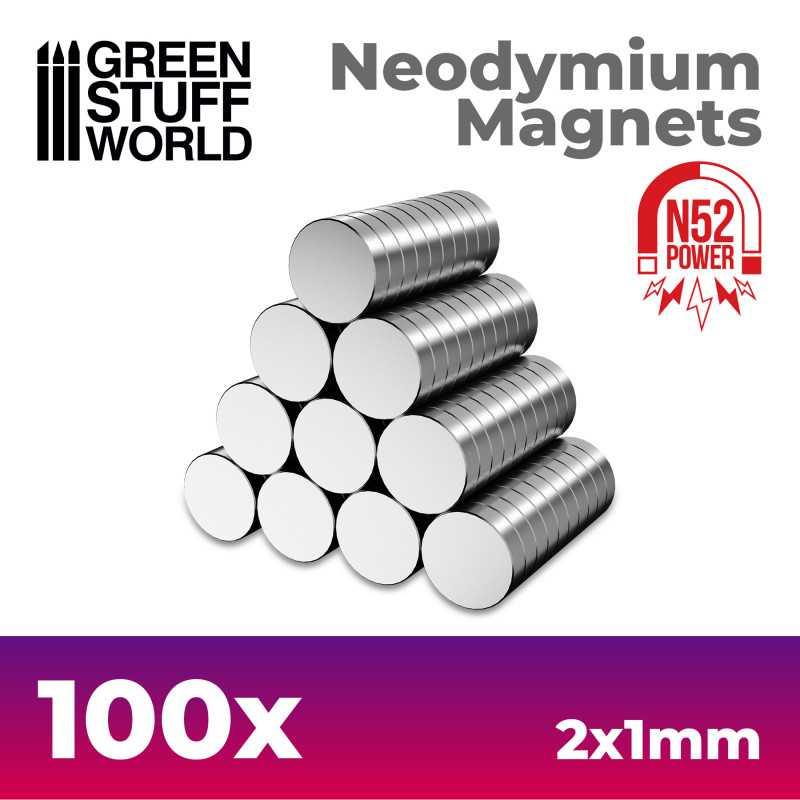 Neodymium Magnets 2x1mm - 100 units (N52) - ZZGames.dk