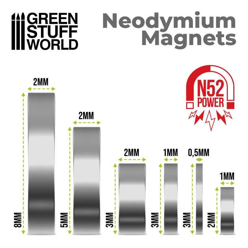 Neodymium Magnets 2x1mm - 100 units (N52) - ZZGames.dk