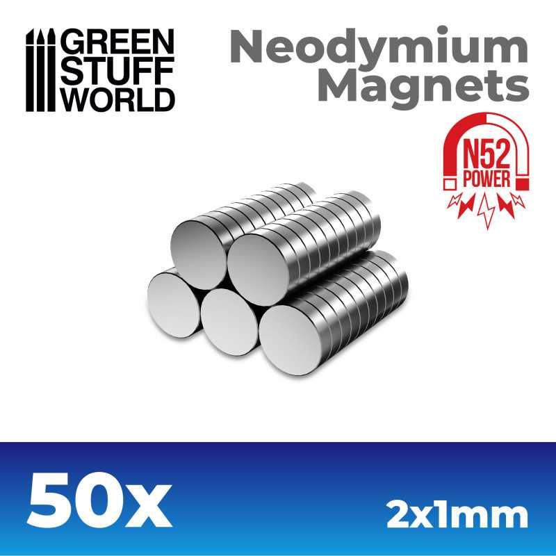 Neodymium Magnets 2x1mm - 50 units (N52) - ZZGames.dk