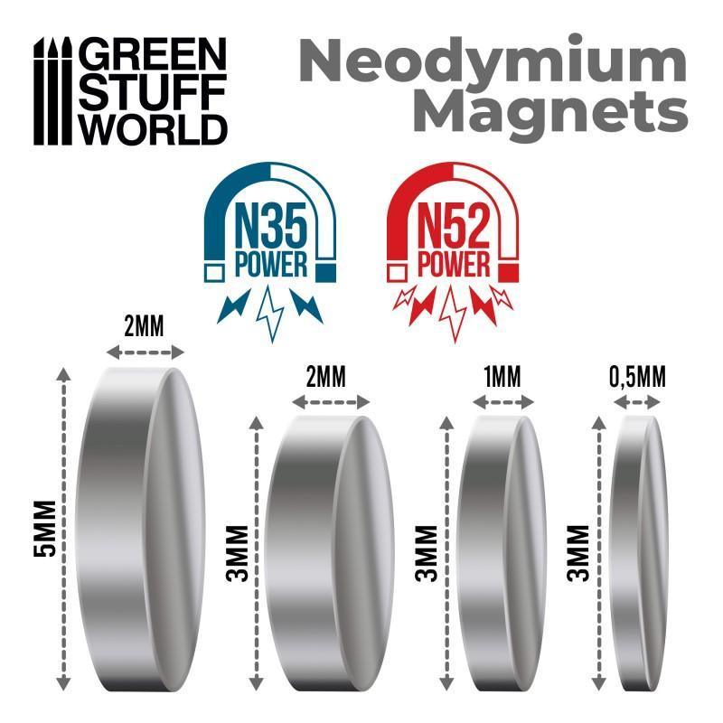 Neodymium Magnets 3x0'5mm - 100 units (N35) - ZZGames.dk