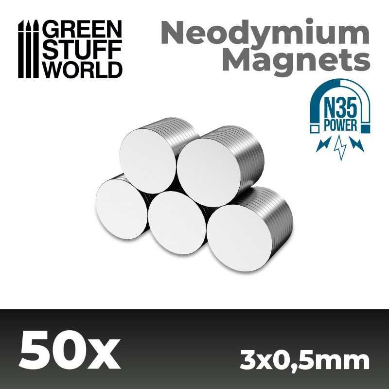 Neodymium Magnets 3x0'5mm - 50 units (N35) - ZZGames.dk