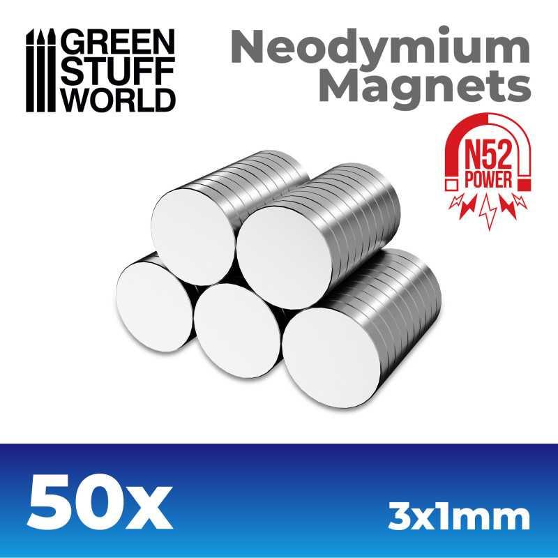 Neodymium Magnets 3x1mm - 50 units (N52) - ZZGames.dk