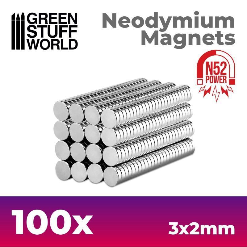 Neodymium Magnets 3x2mm - 100 units (N52) - ZZGames.dk