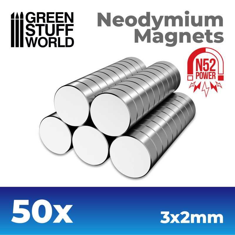 Neodymium Magnets 3x2mm - 50 units (N52) - ZZGames.dk