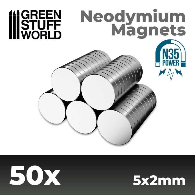 Neodymium Magnets 5x2mm - 50 units (N35) - ZZGames.dk