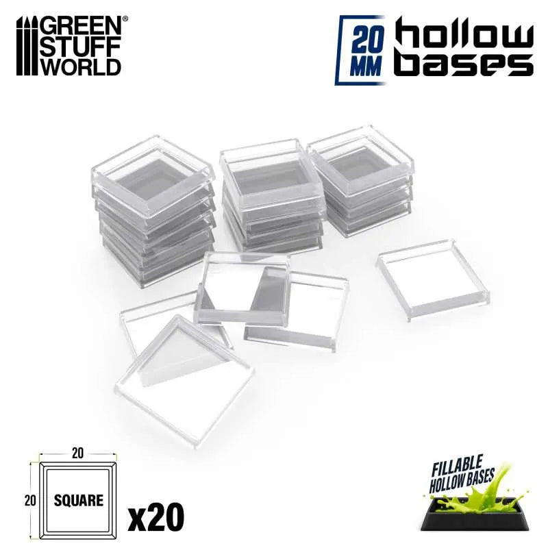 Hollow Plastic Bases - Transparent Square 20mm x20