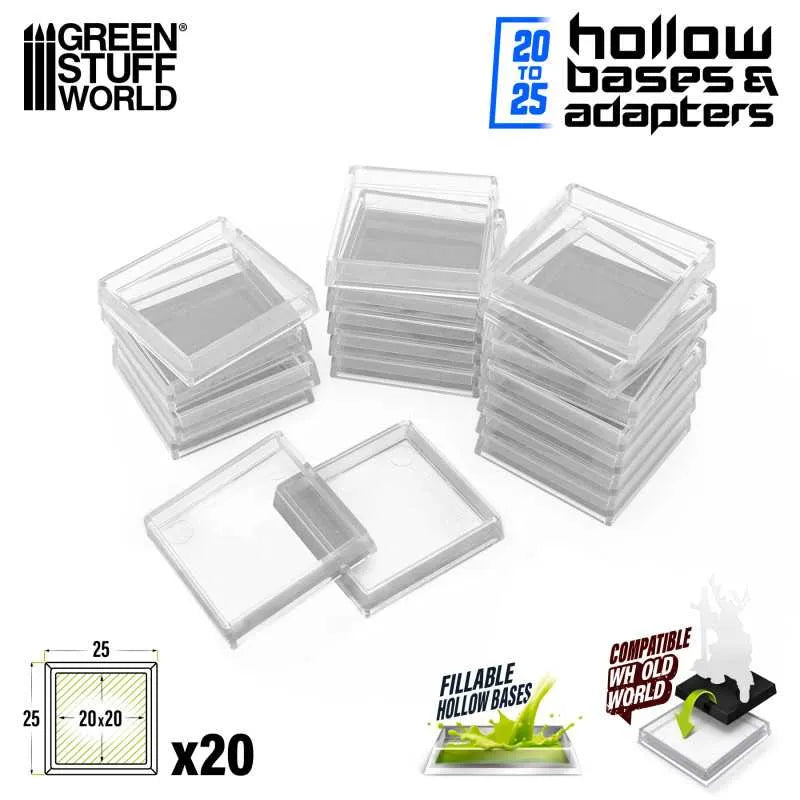 Hollow Plastic Bases - Transparent Square 25mm x20