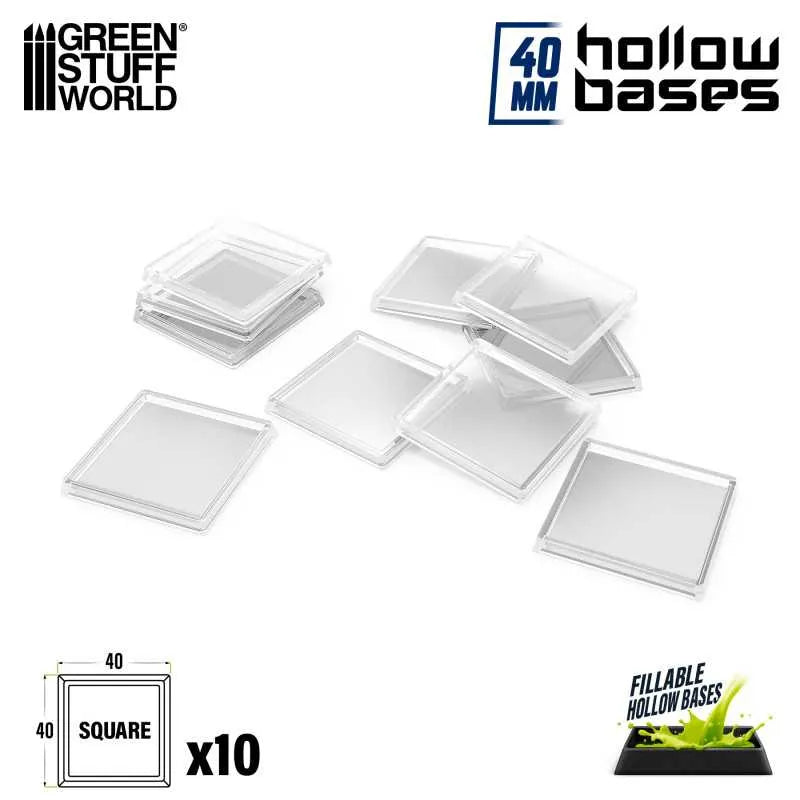 Hollow Plastic Bases - Transparent Square 40mm x10