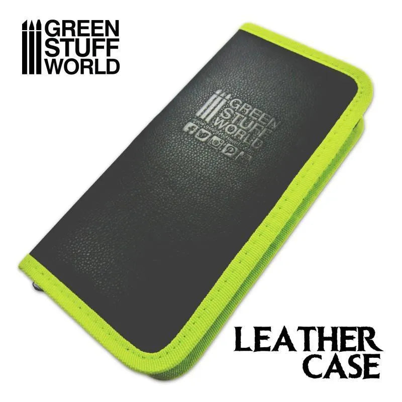 Premium Leather CASE - BLACK with green border and logo - ZZGames.dk