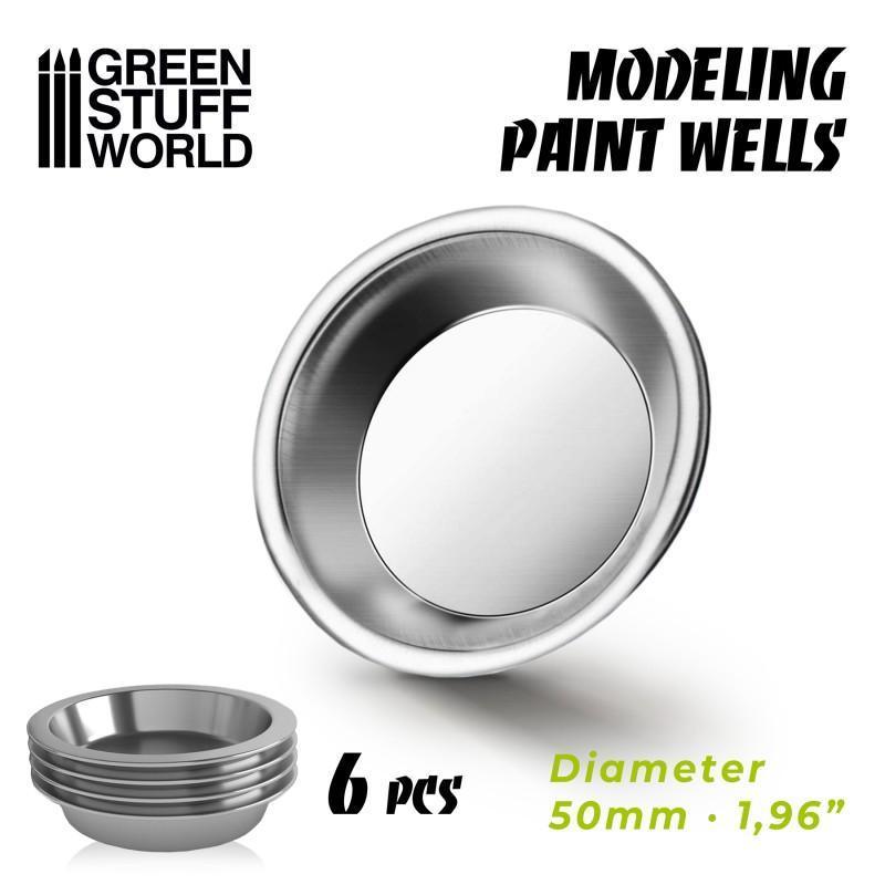 Stainless Steel Modeling Paint Wells x6 - ZZGames.dk