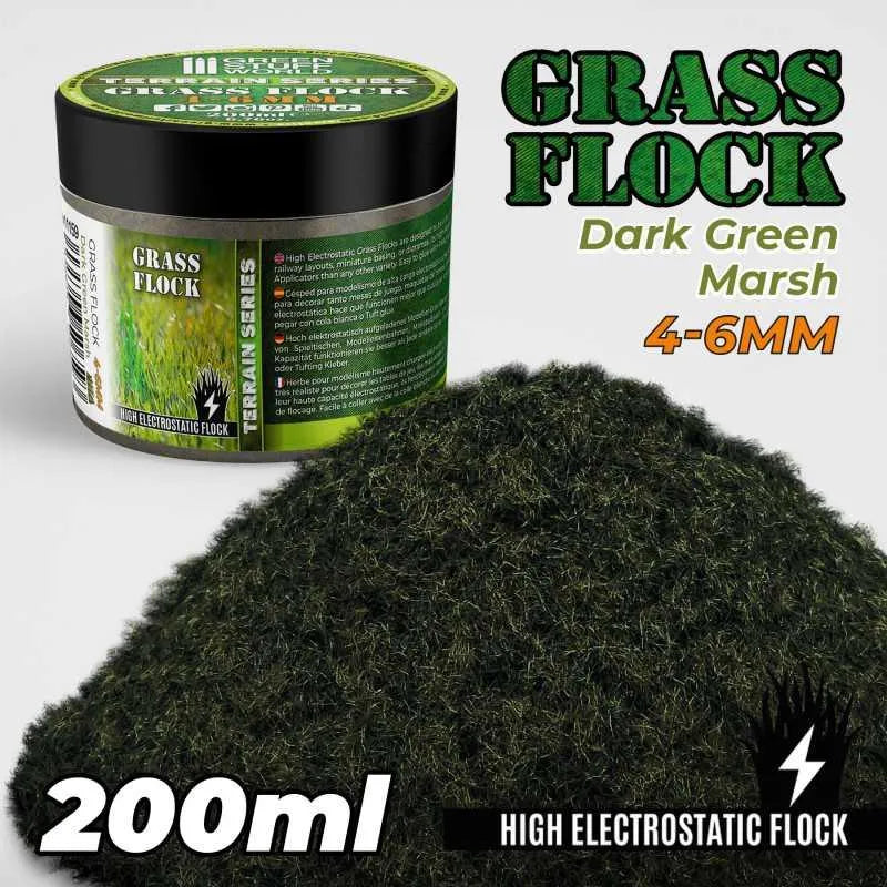 Static Grass Flock 4-6mm - DARK GREEN MARSH - 200 ml - ZZGames.dk