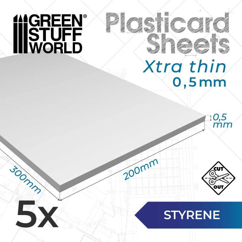 Styrene sheets - 0.5 mm Pack x5